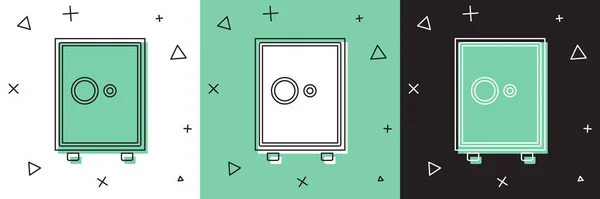 Définir l'icône Safe isolée sur fond blanc et vert, noir. La porte protège un coffre-fort avec une serrure à combinaison. Protection fiable des données. Illustration vectorielle — Image vectorielle