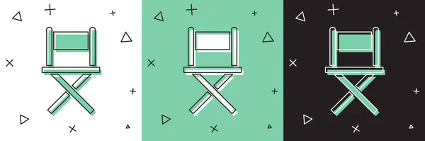 Set Director movie chair icon isolated on white and green, black background. Film industry. Vector Illustration