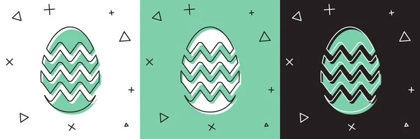 Set icône oeuf de Pâques isolé sur fond blanc et vert, noir. Joyeux Pâques. Illustration vectorielle — Image vectorielle