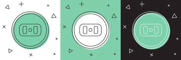 Set Icône de prise électrique isolée sur fond blanc et vert, noir. Prise de courant. Le symbole de la rosette. Illustration vectorielle — Image vectorielle