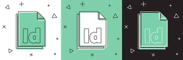 Stel Id File document pictogram geïsoleerd op witte en groene, zwarte achtergrond. Vector Illustratie — Stockvector