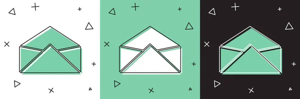 Définir l'icône de l'enveloppe isolée sur fond blanc et vert, noir. Message électronique symbole de lettre. Illustration vectorielle — Image vectorielle