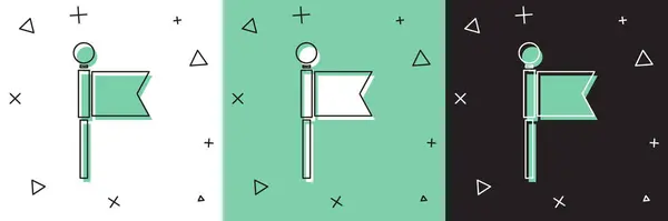 Set Vlag pictogram geïsoleerd op witte en groene, zwarte achtergrond. Locatiemarkering symbool. Vector Illustratie — Stockvector