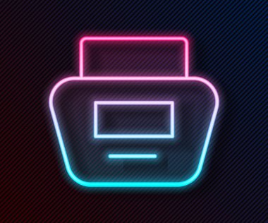 Parlayan neon çizgisi kremi ya da losyon kozmetik tüp ikonu siyah arkaplanda izole edilmiş. Erkekler için vücut bakım ürünleri. Vektör İllüstrasyonu