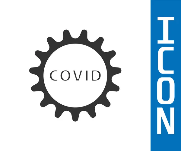 Šedý Corona virus covid-19 ikona izolované na bílém pozadí. Bakterie a bakterie, rakovina buněk, mikrobi, houby. Vektorová ilustrace — Stockový vektor