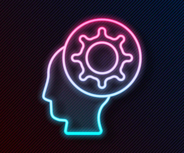 Parlayan neon hattı insan ve virüs ikonu siyah arkaplanda izole edildi. Corona virüsü 2019-nCoV. Bakteri ve mikroplar, hücre kanseri, mikrop, mantar. Vektör İllüstrasyonu