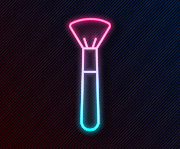 Gloeiende neon lijn Make-up borstel pictogram geïsoleerd op zwarte achtergrond. Vector Illustratie — Stockvector