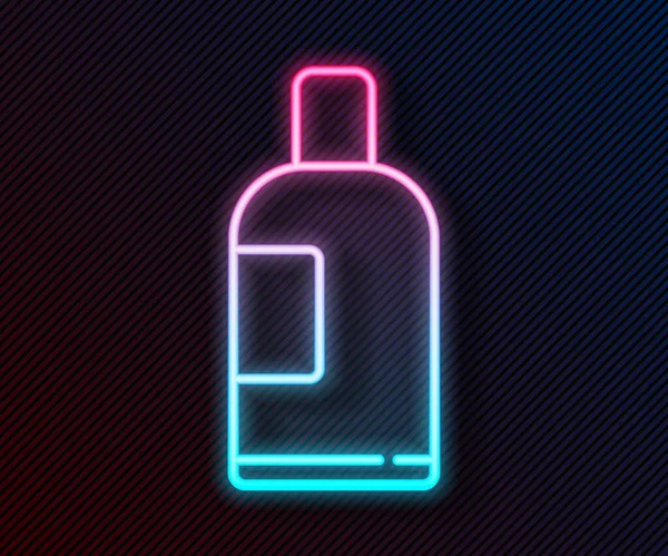 ネオンラインの輝き黒い背景に単離されたシャンプーアイコンのボトル。ベクターイラスト — ストックベクタ