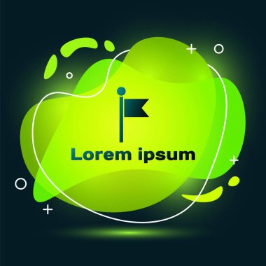 Siyah arkaplanda Siyah Bayrak simgesi izole edildi. Yer belirleyici sembol. Sıvı şekilli soyut pankart. Vektör İllüstrasyonu