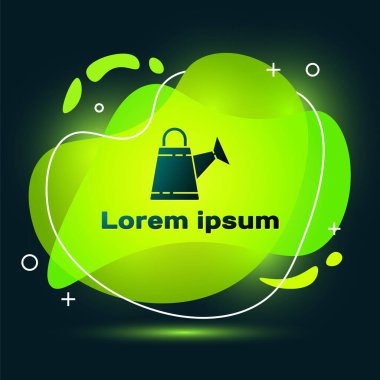 Siyah Su Kutusu simgesi siyah arkaplanda izole edildi. Sulama sembolü. Sıvı şekilli soyut pankart. Vektör İllüstrasyonu