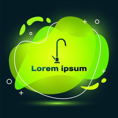 Black Water musluk simgesi siyah arkaplanda izole edildi. Sıvı şekilli soyut pankart. Vektör İllüstrasyonu