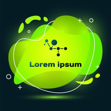 Siyah zemin üzerinde izole edilmiş siyah kenevir molekül ikonu. Cannabidiol moleküler yapıları, THC ve CBD formülü. Marihuana ya da esrar. Sıvı şekilli soyut pankart. Vektör İllüstrasyonu