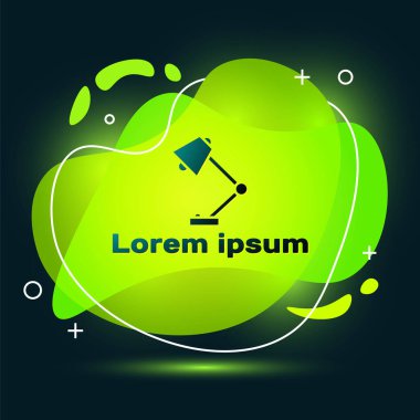 Siyah masa lambası simgesi siyah arkaplanda izole edildi. Sıvı şekilli soyut pankart. Vektör İllüstrasyonu