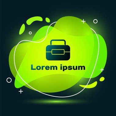 Siyah arkaplanda siyah Araç Kutusu simgesi izole edildi. Alet kutusu tabelası. Sıvı şekilli soyut pankart. Vektör İllüstrasyonu