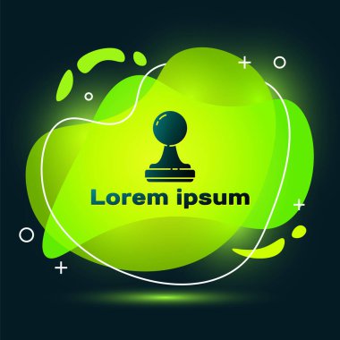 Siyah arkaplanda siyah pul simgesi izole edildi. Sıvı şekilli soyut pankart. Vektör İllüstrasyonu