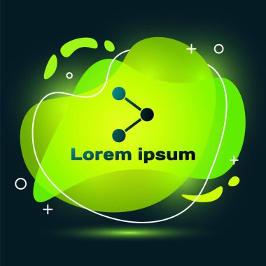 Siyah arkaplanda Siyah Paylaşım simgesi izole edildi. Paylaş, paylaş, iletişim piktogramı, sosyal medya, bağlantı, ağ. Sıvı şekilli soyut pankart. Vektör İllüstrasyonu