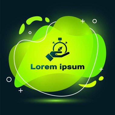 Siyah Pusula simgesi siyah arkaplanda izole edildi. Rüzgâr yön bulma sembolü. Rüzgar gül işareti. Sıvı şekilli soyut pankart. Vektör İllüstrasyonu