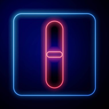 Parlayan neon çivi dosya simgesi mavi arkaplanda izole edildi. Manikür aleti. Vektör İllüstrasyonu