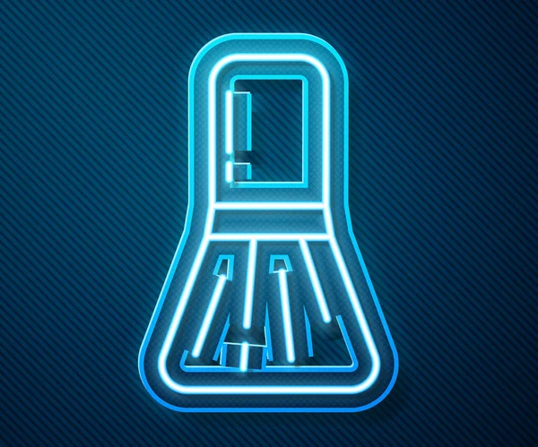 Ragyogó neon vonal Smink ecset ikon elszigetelt kék háttér. Vektorillusztráció — Stock Vector