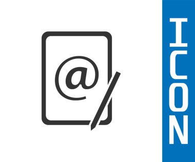 Beyaz arka plan üzerinde izole gri posta ve e-posta kutsal kişilerin resmi. Zarf simgesi e-posta. E-posta iletisi işareti. Vektör çizim