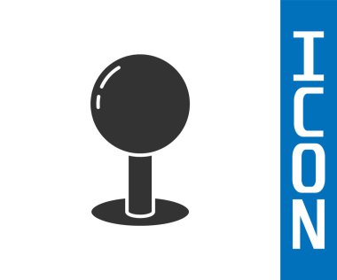 Beyaz arkaplanda Grey Push iğne simgesi izole edildi. Raptiye işareti. Vektör İllüstrasyonu