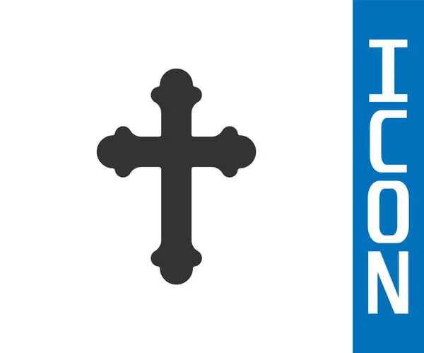 Icône croix chrétienne grise isolée sur fond blanc. Croix d'église. Illustration vectorielle — Image vectorielle