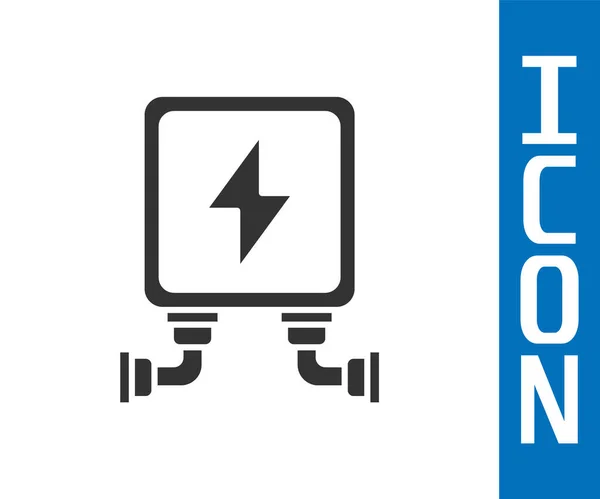 Grijze elektrische transformator pictogram geïsoleerd op witte achtergrond. Vector Illustratie — Stockvector