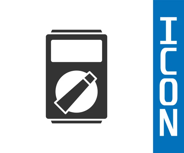 Grå Ampere meter, multimeter, voltmeter ikon isolerad på vit bakgrund. Instrument för mätning av elektrisk ström. Vektor Illustration — Stock vektor
