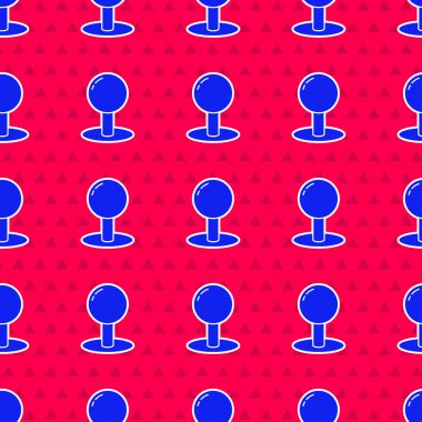 Mavi Pin simgesi kırmızı arkaplanda izole edilmiş. Raptiye işareti. Vektör İllüstrasyonu