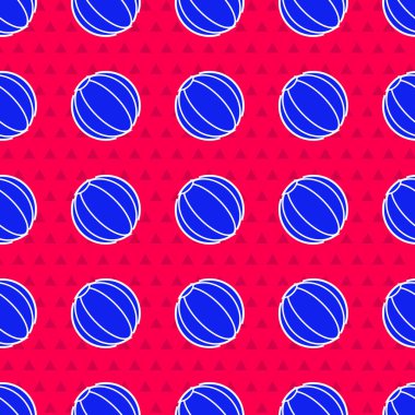 Mavi Sahildeki top ikonu, kırmızı zeminde izole edilmiş, pürüzsüz desen. Vektör İllüstrasyonu