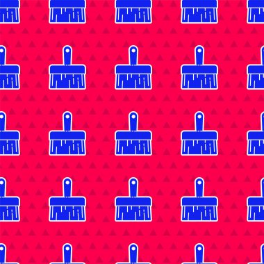 Kırmızı arkaplanda mavi boya fırçası simgesi izole edilmiş. Vektör İllüstrasyonu