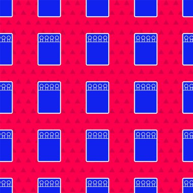 Mavi kibrit kutusu ve kırmızı arkaplanda izole edilmiş ikon eşleşmesi. Vektör İllüstrasyonu