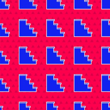 Mavi merdiven simgesi kırmızı arkaplanda izole edilmiş. Vektör İllüstrasyonu