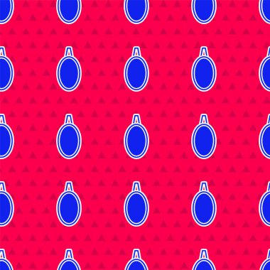 Mavi Ayna simgesi kırmızı arkaplanda izole edilmiş kusursuz desen. Vektör İllüstrasyonu