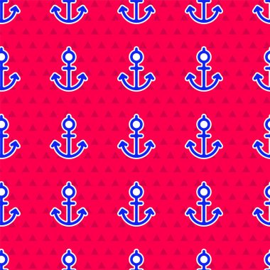 Mavi Anchor simgesi kırmızı arkaplanda izole edilmiş. Vektör İllüstrasyonu