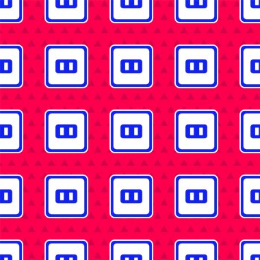 Mavi Elektrik çıkış simgesi kırmızı arkaplanda izole edilmiş. Elektrik prizi. Rosette sembolü. Vektör İllüstrasyonu