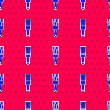 Kırmızı arkaplanda mavi boya fırçası simgesi izole edilmiş. Vektör İllüstrasyonu