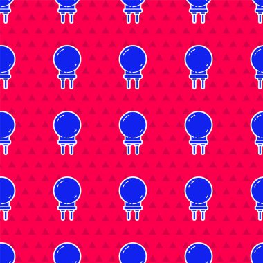 Mavi Işık diyot simgesi yayıyor. Kırmızı arkaplanda izole edilmiş pürüzsüz desen. Yarı iletken diyot elektrik bileşeni. Vektör İllüstrasyonu