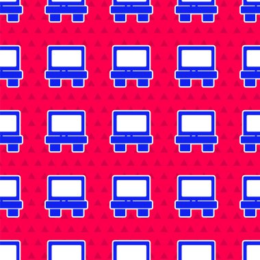 Elektrik koruma bileşeni simgesinin mavi fitili kırmızı zeminde izole edilmiş. Eriyen koruyucu fitil. Vektör İllüstrasyonu