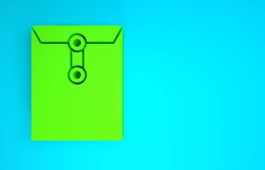 Mavi arkaplanda yeşil zarf simgesi izole edildi. E- posta mektup sembolü. Minimalizm kavramı. 3d illüstrasyon 3B canlandırma