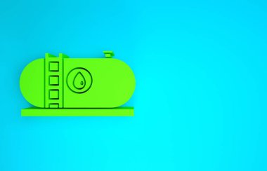 Yeşil petrol ve gaz endüstriyel yapı ikonu mavi arka planda izole edildi. Minimalizm kavramı. 3d illüstrasyon 3B canlandırma