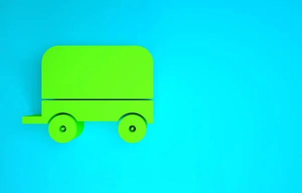 Green Wild West ícone do vagão coberto isolado no fundo azul. Conceito de minimalismo. 3D ilustração 3D render — Fotografia de Stock