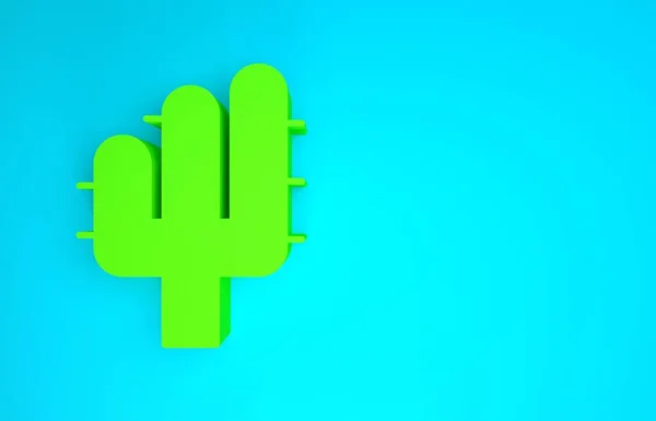 Icône de cactus vert isolée sur fond bleu. Concept de minimalisme. Illustration 3D rendu 3D — Photo