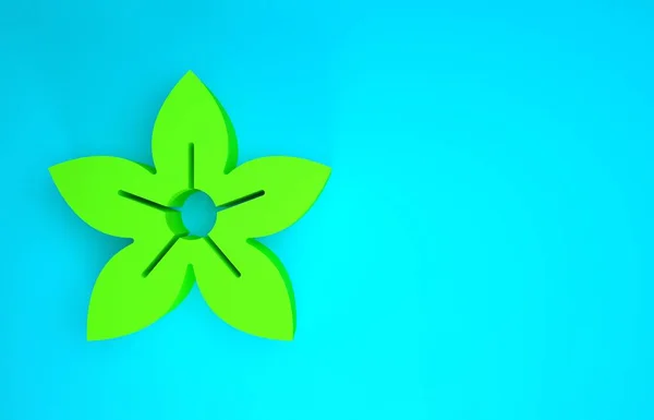 Ícone de flor de lótus verde isolado no fundo azul. Conceito de minimalismo. 3D ilustração 3D render — Fotografia de Stock