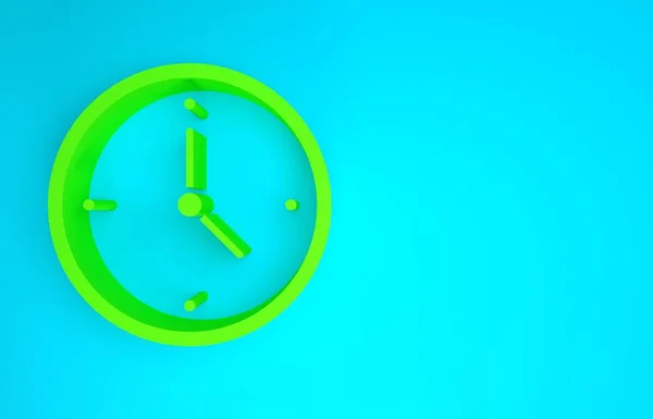 Green Fast time szállítási ikon elszigetelt kék háttérrel. Időben kiszolgálás, stopper mozgásban, határidő koncepció, óra sebesség. Minimalizmus koncepció. 3d illusztráció 3D render — Stock Fotó