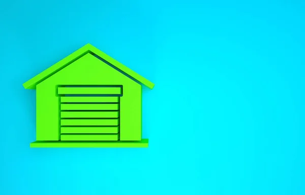 Green Warehouse icon isolated on blue background. Minimalism concept. 3d illustration 3D render — Stock Photo, Image