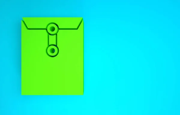 Icône de l'enveloppe verte isolée sur fond bleu. Message électronique symbole de lettre. Concept de minimalisme. Illustration 3D rendu 3D — Photo