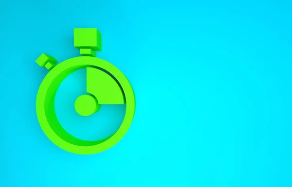 Vert Icône de livraison rapide isolé sur fond bleu. Service en temps opportun, chronomètre en mouvement, concept de délai, vitesse de l'horloge. Concept de minimalisme. Illustration 3D rendu 3D — Photo