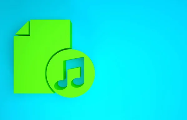 Kniha zelené hudby s ikonou poznámky izolované na modrém pozadí. Hudební list s notovou osnovou. Notebook pro hudební poznámky. Minimalismus. 3D ilustrace 3D vykreslení — Stock fotografie
