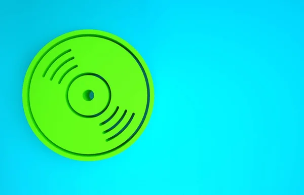Green Vinyl disk icon isolated on blue background. Minimalism concept. 3d illustration 3D render